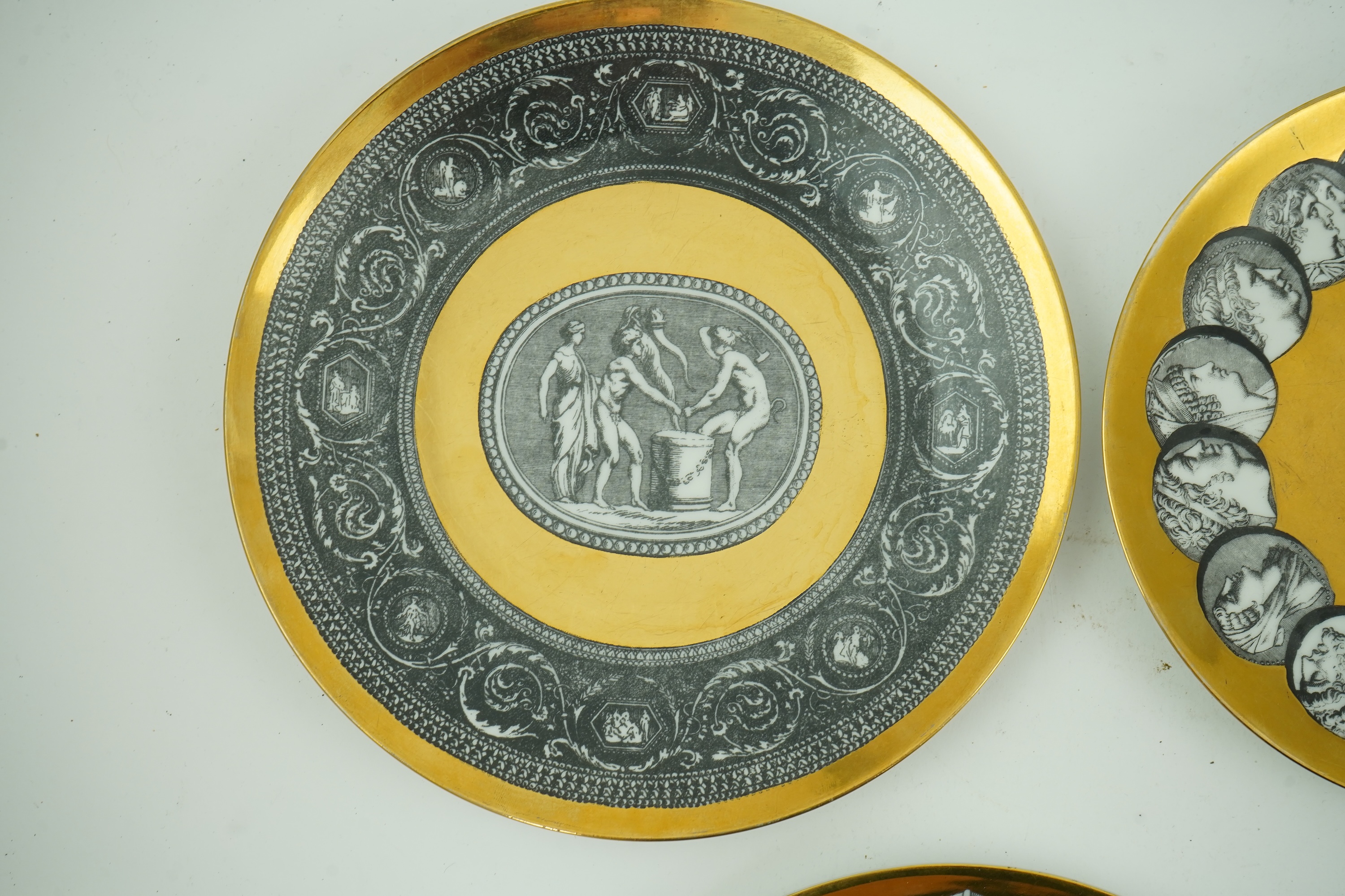 Piero Fornasetti (Italian, 1913-1988): Five various plates